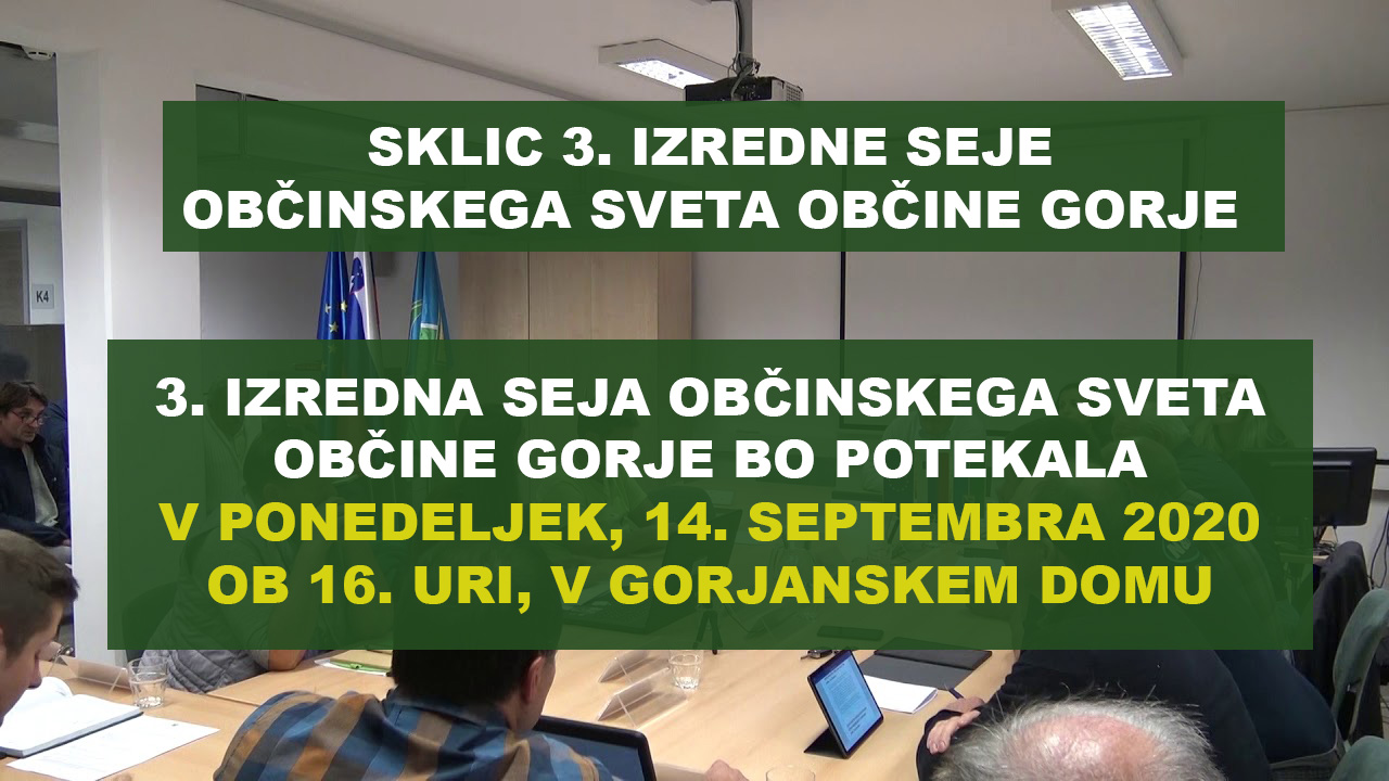 Sklic 3. izredne seje Občinskega sveta Občine Gorje