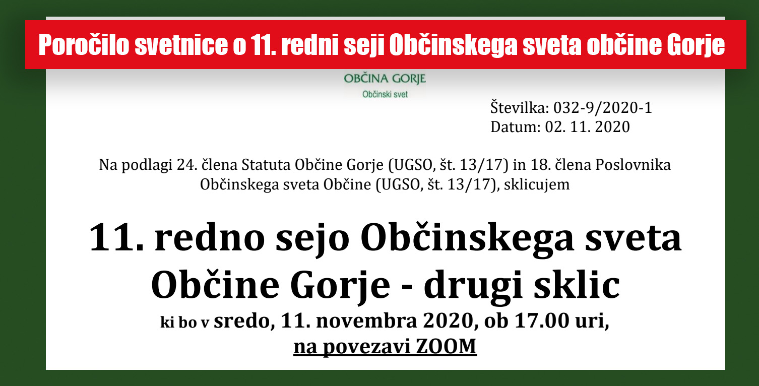 Poročilo svetnice Anje Bunderla o 11. redni seji