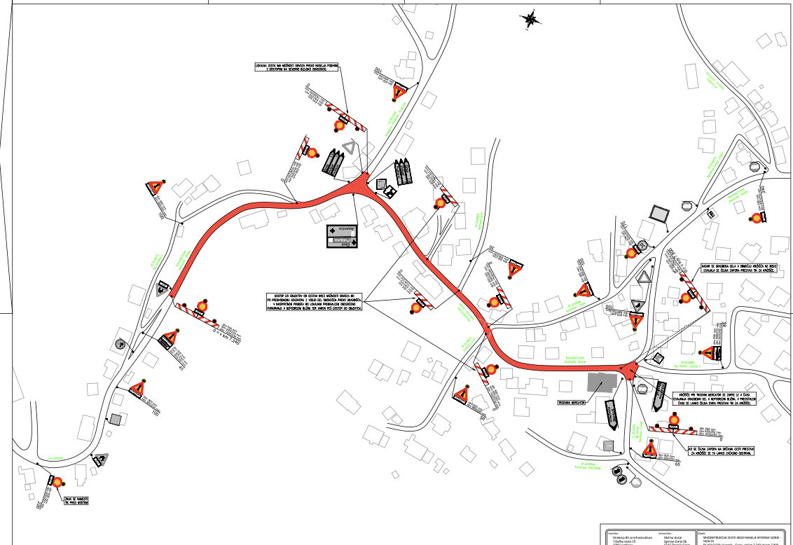 Občasne popolne zapore zaradi gradnje ceste skozi naselje Spodnje Gorje